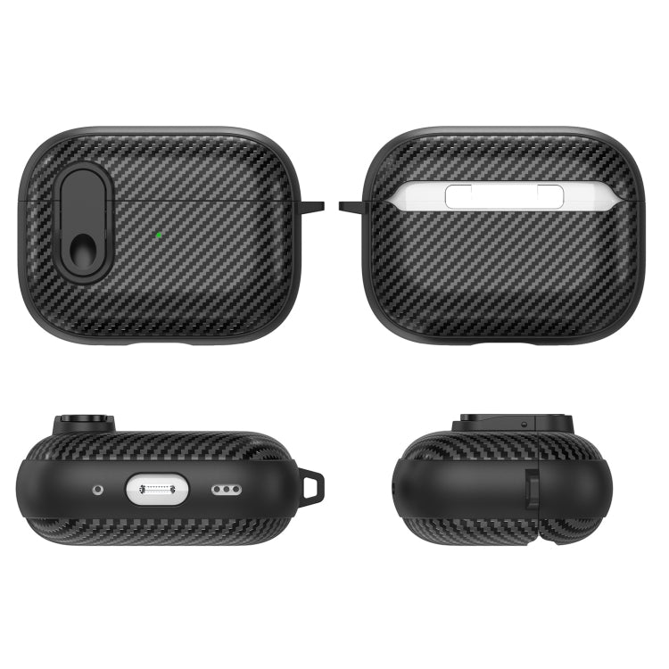 For AirPods Pro Carbon Fiber Texture Wireless Earphones Case with Security Lock(Yellow) - For AirPods Pro by PMC Jewellery | Online Shopping South Africa | PMC Jewellery | Buy Now Pay Later Mobicred