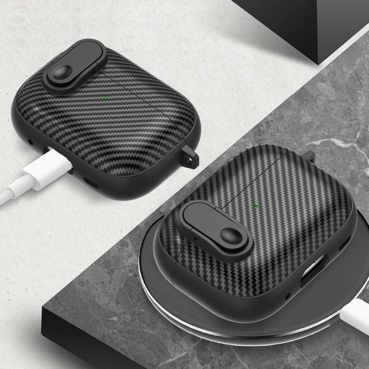 For AirPods Pro Carbon Fiber Texture Wireless Earphones Case with Security Lock(Green) - For AirPods Pro by PMC Jewellery | Online Shopping South Africa | PMC Jewellery | Buy Now Pay Later Mobicred
