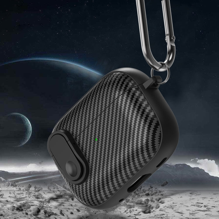 For AirPods 2 / 1 Carbon Fiber Texture Wireless Earphones Case with Security Lock(Red) - For AirPods 1/2 by PMC Jewellery | Online Shopping South Africa | PMC Jewellery | Buy Now Pay Later Mobicred