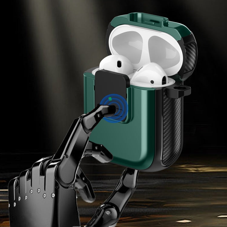 For AirPods Pro TPU + PC Wireless Earphones Case with Magnetic Switch(Green) - For AirPods Pro by PMC Jewellery | Online Shopping South Africa | PMC Jewellery | Buy Now Pay Later Mobicred