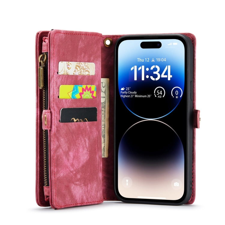 For iPhone 15 Pro CaseMe 008 Detachable Multifunctional Leather Phone Case(Red) - iPhone 15 Pro Cases by CaseMe | Online Shopping South Africa | PMC Jewellery | Buy Now Pay Later Mobicred