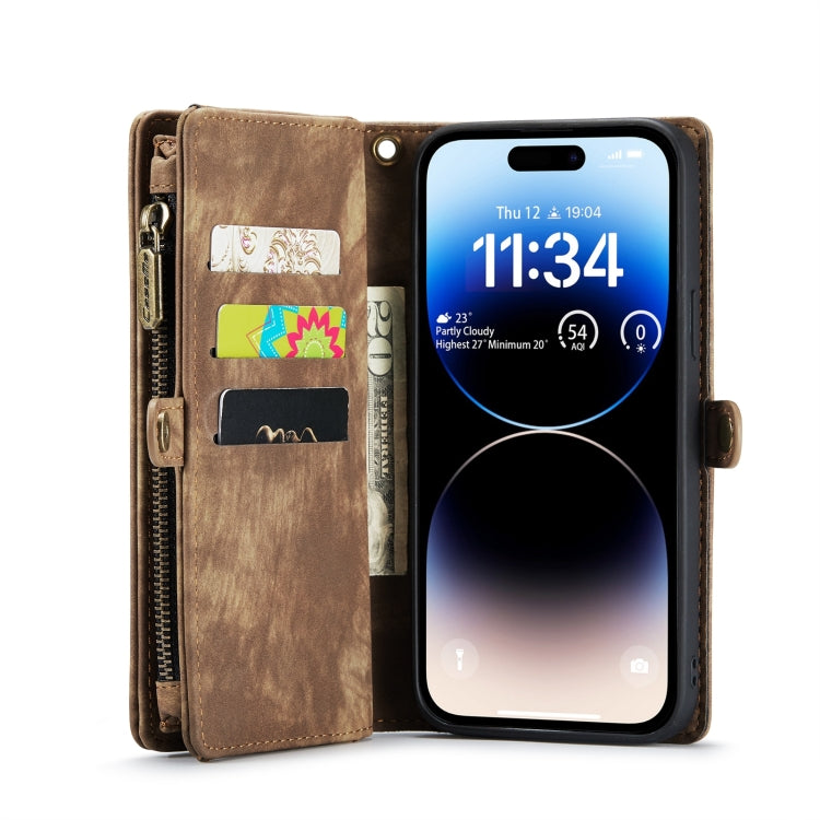 For iPhone 15 Pro Max CaseMe 008 Detachable Multifunctional Leather Phone Case(Brown) - free shipping - PMC Jewellery - Order now!