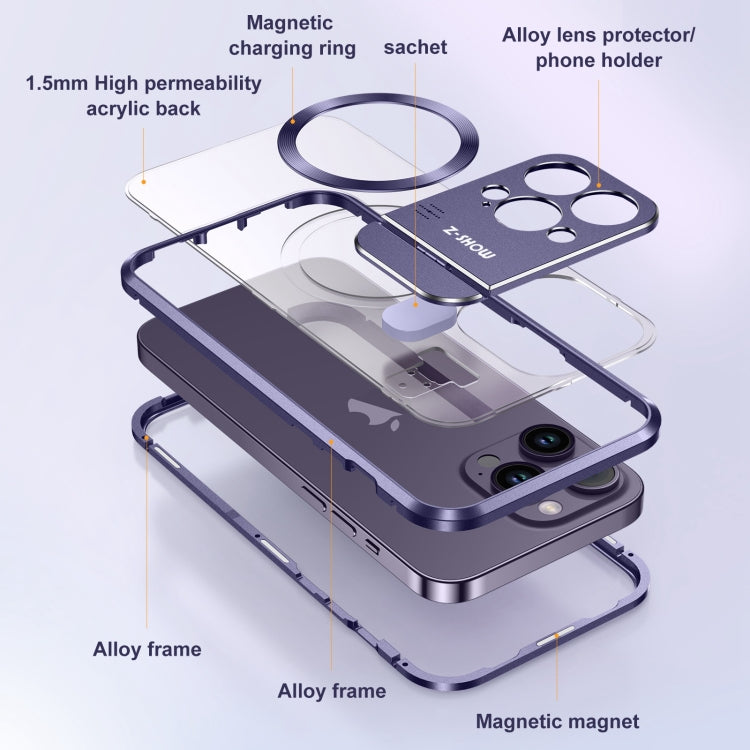 For iPhone 15 Plus Aromatherapy Holder Single-sided MagSafe Magnetic Phone Case(Purple) - iPhone 15 Plus Cases by PMc TechLife | Online Shopping South Africa | PMc TechLife | Buy Now Pay Later Mobicred