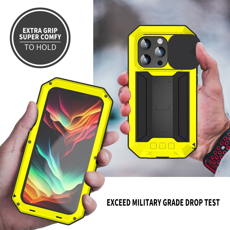 For iPhone 15 Pro Max R-JUST Sliding Camera Life Waterproof Holder Phone Case(Yellow) - iPhone 15 Pro Max Cases by R-JUST | Online Shopping South Africa | PMC Jewellery