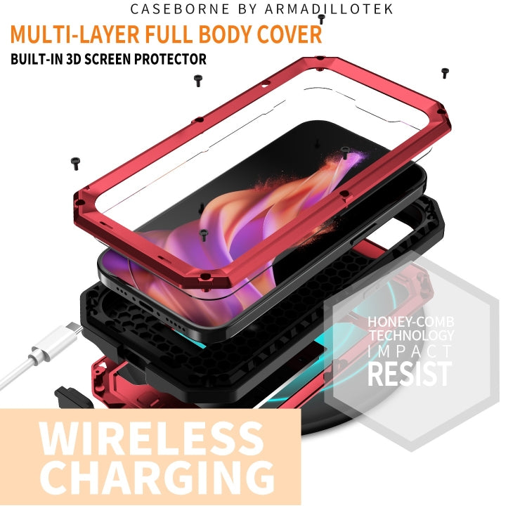 For iPhone 15 Plus R-JUST Sliding Camera Life Waterproof Holder Phone Case(Red) - iPhone 15 Plus Cases by R-JUST | Online Shopping South Africa | PMC Jewellery