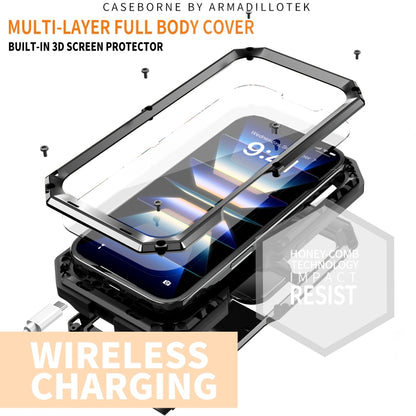 For iPhone 16 R-JUST Sliding Camera IP54 Life Waterproof Holder Phone Case(Black) - iPhone 16 Cases by R-JUST | Online Shopping South Africa | PMC Jewellery | Buy Now Pay Later Mobicred