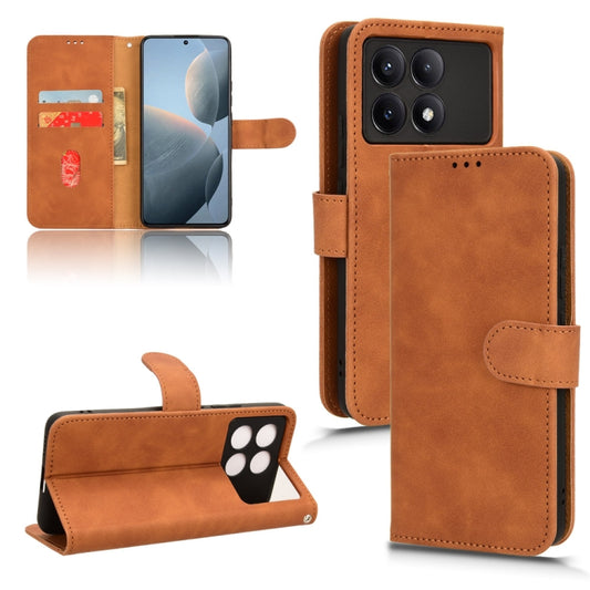 For Xiaomi Redmi K70 / K70 Pro Skin Feel Magnetic Flip Leather Phone Case(Brown) - K70 Pro Cases by PMC Jewellery | Online Shopping South Africa | PMC Jewellery | Buy Now Pay Later Mobicred