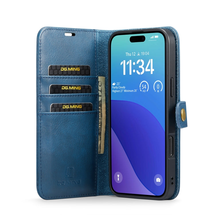 For iPhone 16 Pro Max DG.MING Crazy Horse Texture Detachable Magnetic Leather Phone Case(Blue) - iPhone 16 Pro Max Cases by DG.MING | Online Shopping South Africa | PMC Jewellery | Buy Now Pay Later Mobicred