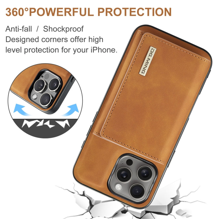 For iPhone 16 Pro DG.MING M1 Series 3-Fold Multi Card Wallet Leather Phone Case(Brown) - iPhone 16 Pro Cases by DG.MING | Online Shopping South Africa | PMC Jewellery | Buy Now Pay Later Mobicred