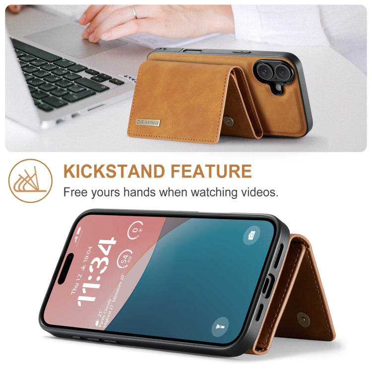 For iPhone 16 Plus DG.MING M1 Series 3-Fold Multi Card Wallet Leather Phone Case(Brown) - free shipping - PMC Jewellery - Order now!
