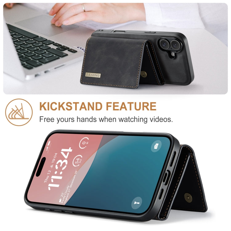 For iPhone 16 DG.MING M1 Series 3-Fold Multi Card Wallet Leather Phone Case(Black) - free shipping - PMC Jewellery - Order now!