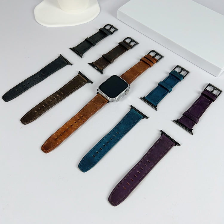 For Apple Watch Ultra 49mm Retro Texture Leather Watch Band(Purple) - Watch Bands by PMC TechLife | Online Shopping South Africa | PMC TechLife | Buy Now Pay Later Mobicred