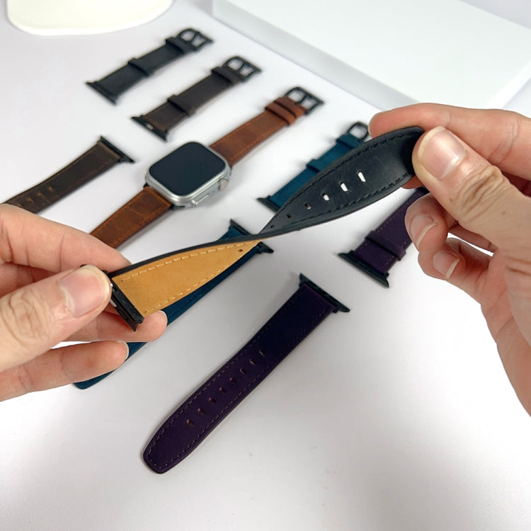 For Apple Watch Ultra 49mm Retro Texture Leather Watch Band(Blue) - Watch Bands by PMC TechLife | Online Shopping South Africa | PMC TechLife | Buy Now Pay Later Mobicred