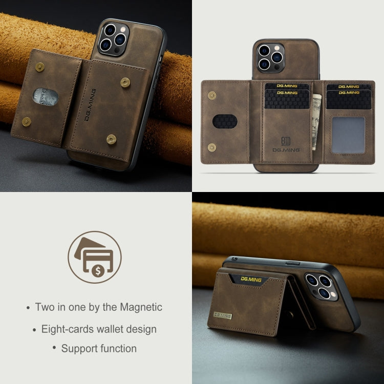 For iPhone 15 Pro DG.MING M2 Series 3-Fold Card Bag Wallet Leather Phone Case(Coffee) - iPhone 15 Pro Cases by DG.MING | Online Shopping South Africa | PMC TechLife | Buy Now Pay Later Mobicred