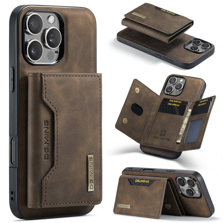 For iPhone 16 Pro DG.MING M2 Series 3-Fold Card Bag Wallet Leather Phone Case(Coffee) - free shipping - PMC Jewellery - Order now!