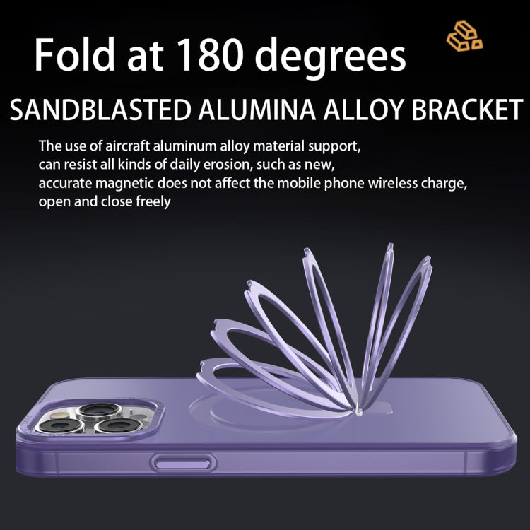 For iPhone 13 MagSafe Metal Holder Frosted Translucent Phone Case(Pink) - iPhone 13 Cases by PMC TechLife | Online Shopping South Africa | PMC TechLife | Buy Now Pay Later Mobicred