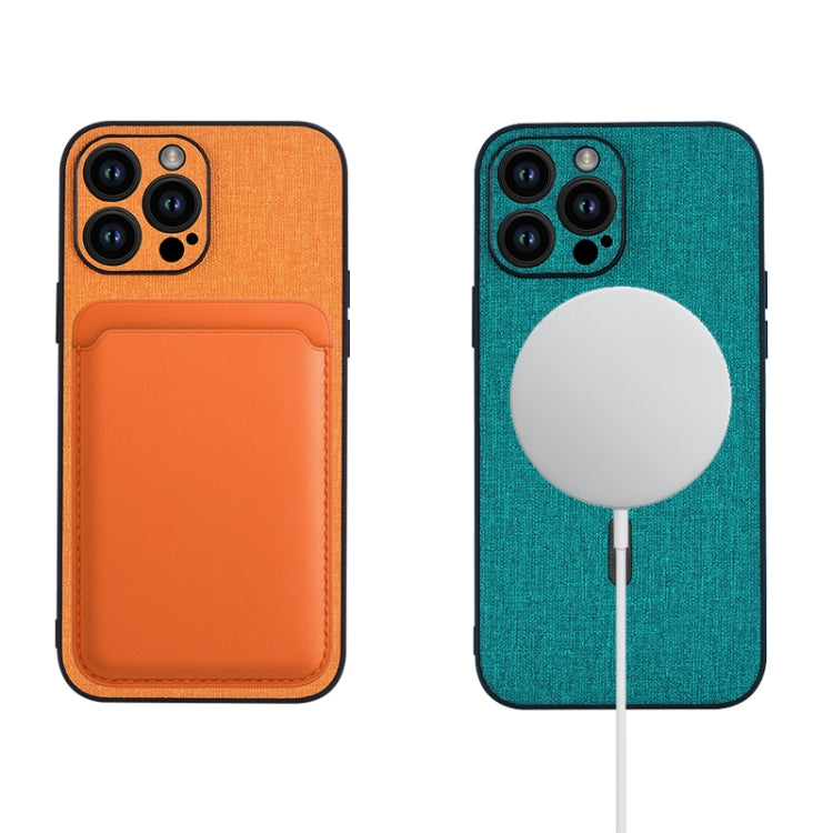 For iPhone 15 Cloth Texture MagSafe Magnetic PU Phone Case(Dark Blue) - iPhone 15 Cases by PMC TechLife | Online Shopping South Africa | PMC TechLife