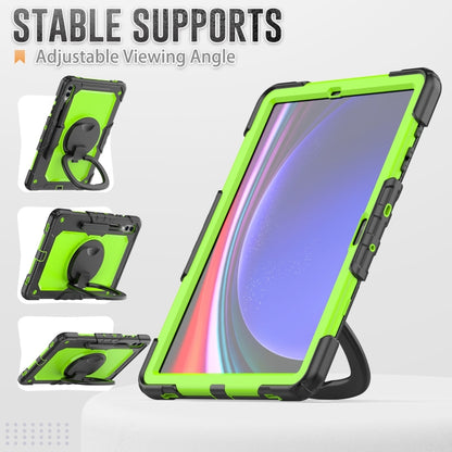 For Samsung Galaxy Tab S9+ / S10+ D Type Silicone Hybrid PC Tablet Case with Handle Holder(Yellow Green PC) - Galaxy Tab S9+ Cases by PMC Jewellery | Online Shopping South Africa | PMC Jewellery | Buy Now Pay Later Mobicred