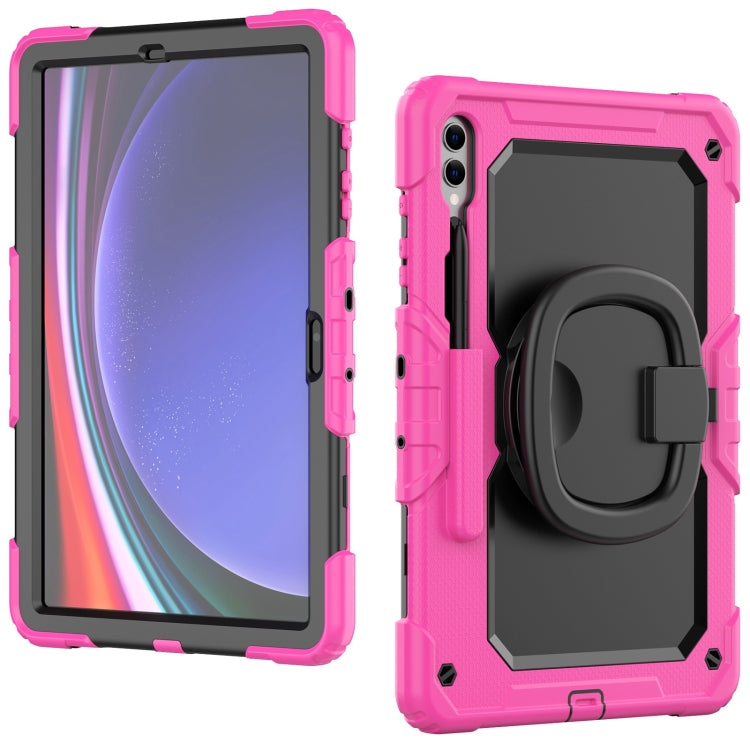 For Samsung Galaxy Tab S9+ / S10+ D Type Silicone Hybrid PC Tablet Case with Handle Holder(Rose Red) - free shipping - PMC Jewellery - Order now!