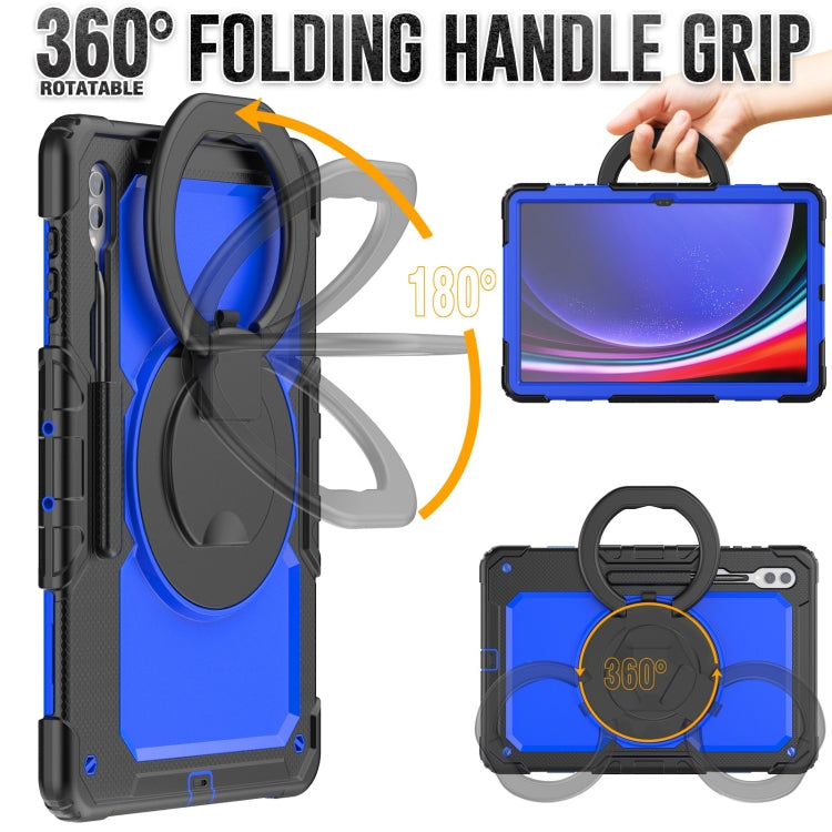 For Samsung Galaxy Tab S10 Ultra D Type Silicone Hybrid PC Tablet Case with Handle Holder(Blue PC) - Galaxy Tab S9 Ultra Cases by PMC Jewellery | Online Shopping South Africa | PMC Jewellery | Buy Now Pay Later Mobicred