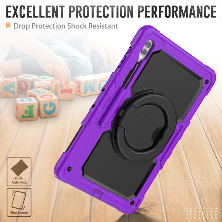 For Samsung Galaxy Tab S10 Ultra D Type Silicone Hybrid PC Tablet Case with Handle Holder(Purple) - Galaxy Tab S9 Ultra Cases by PMC Jewellery | Online Shopping South Africa | PMC Jewellery | Buy Now Pay Later Mobicred