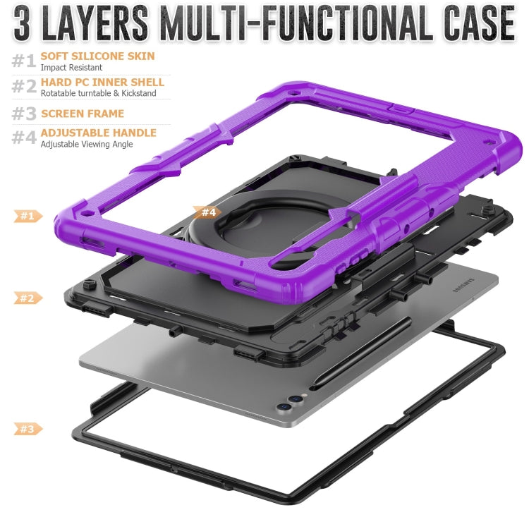 For Samsung Galaxy Tab S10 Ultra D Type Silicone Hybrid PC Tablet Case with Handle Holder(Purple) - Galaxy Tab S9 Ultra Cases by PMC Jewellery | Online Shopping South Africa | PMC Jewellery | Buy Now Pay Later Mobicred