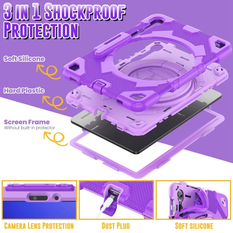 For Samsung Galaxy Tab S9 Spider Rotation Handle Silicone Hybrid PC Tablet Case(Purple) - Galaxy Tab S9 Cases by PMC Jewellery | Online Shopping South Africa | PMC Jewellery | Buy Now Pay Later Mobicred