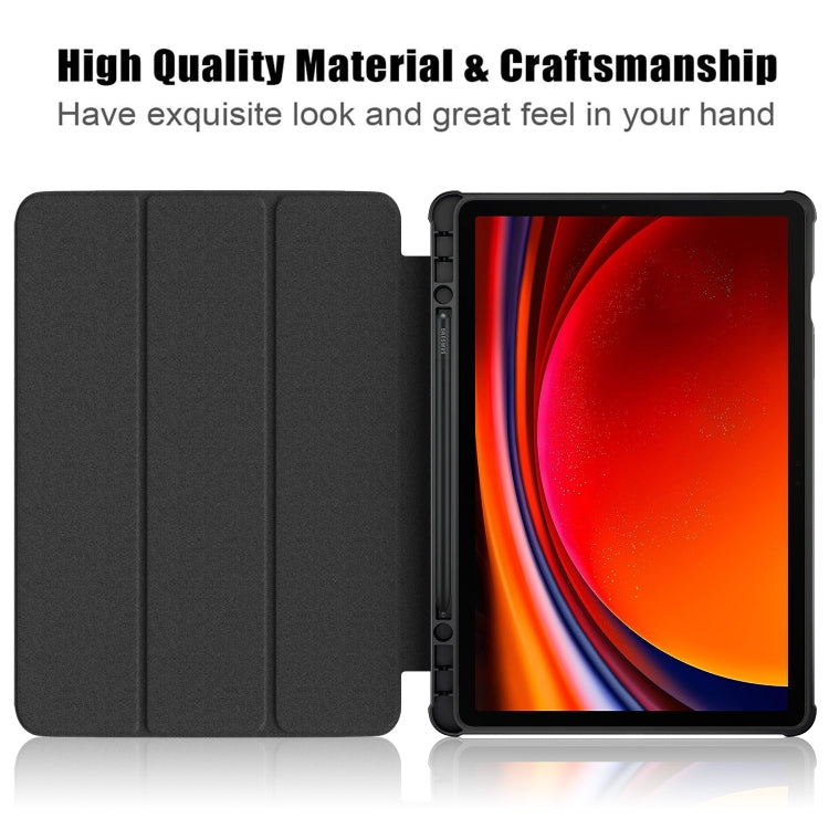 For Samsung Galaxy Tab S9 Acrylic 3-folding Painted Smart Leather Tablet Case(Big Eyes ME) - Galaxy Tab S9 Cases by PMC Jewellery | Online Shopping South Africa | PMC Jewellery | Buy Now Pay Later Mobicred