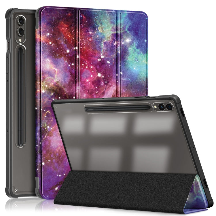 For Samsung Galaxy Tab S9+ Acrylic 3-folding Painted Smart Leather Tablet Case(Milky Way) - Galaxy Tab S9+ Cases by PMC Jewellery | Online Shopping South Africa | PMC Jewellery | Buy Now Pay Later Mobicred