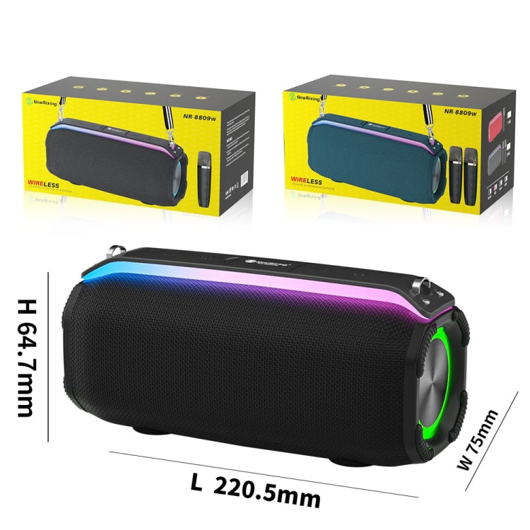 New RiXing NR8809 20W Outdoor Portable TWS Smart Wireless Bluetooth Speaker, Style:Single Mic(Black) - free shipping - PMC Jewellery - Order now!