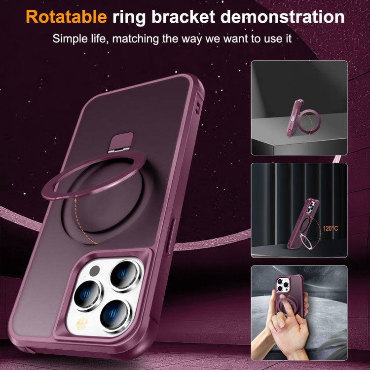 For iPhone 14 Pro MagSafe Magnetic Holder Phone Case(Wine Red) - iPhone 14 Pro Cases by PMC Jewellery | Online Shopping South Africa | PMC Jewellery