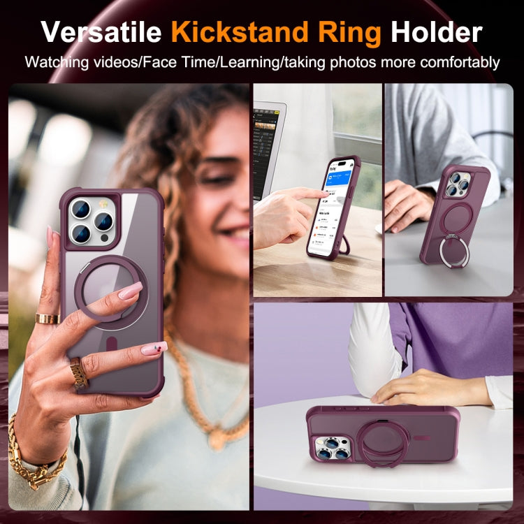 For iPhone 15 Pro MagSafe Magnetic Rotating Holder Phone Case(Wine Red) - iPhone 15 Pro Cases by PMC TechLife | Online Shopping South Africa | PMC TechLife