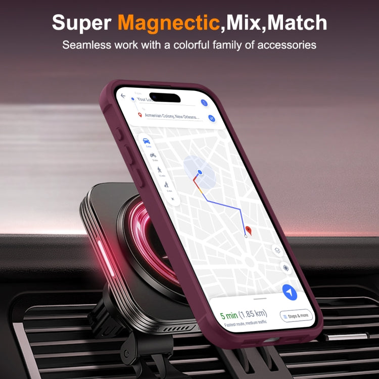 For iPhone 15 Pro MagSafe Magnetic Rotating Holder Phone Case(Wine Red) - iPhone 15 Pro Cases by PMC TechLife | Online Shopping South Africa | PMC TechLife