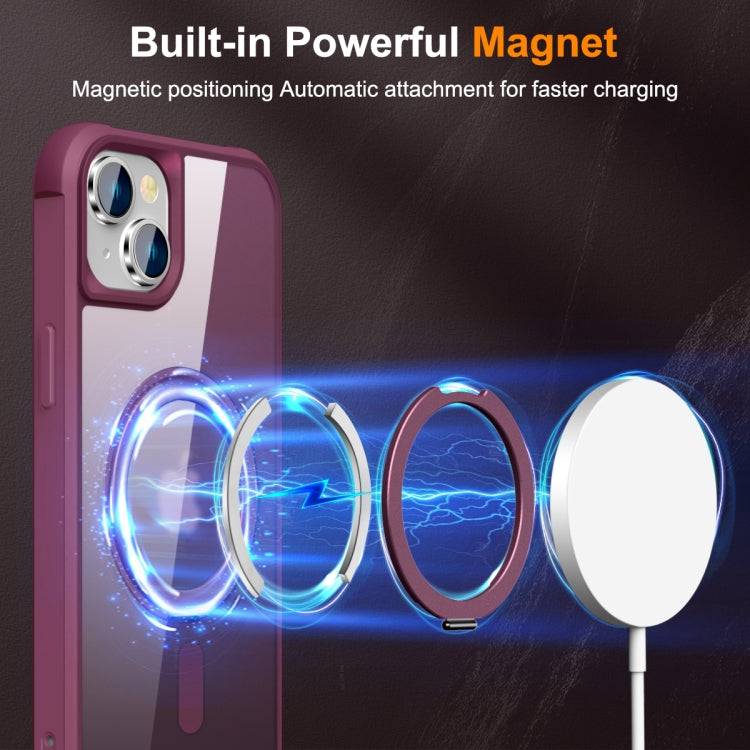For iPhone 14 Plus MagSafe Magnetic Rotating Holder Phone Case(Wine Red) - iPhone 14 Plus Cases by PMC TechLife | Online Shopping South Africa | PMC TechLife