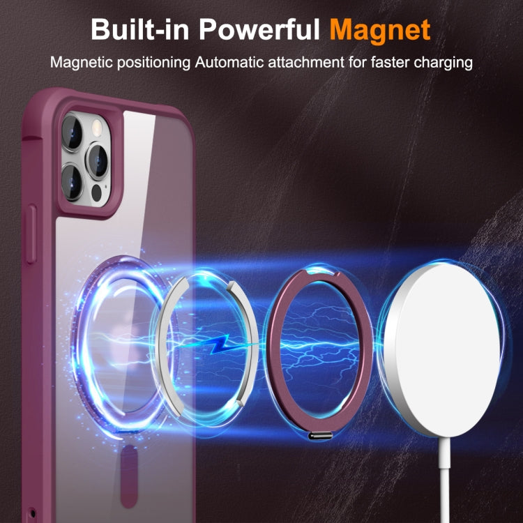 For iPhone 13 Pro Max / 12 Pro Max MagSafe Magnetic Rotating Holder Phone Case(Wine Red) - iPhone 13 Pro Max Cases by PMC TechLife | Online Shopping South Africa | PMC TechLife
