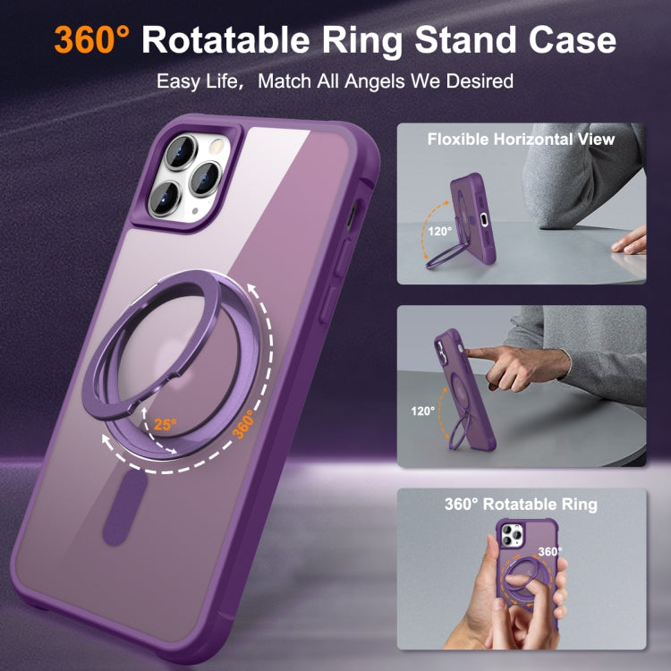 For iPhone 11 Pro Max MagSafe Magnetic Rotating Holder Phone Case(Purple) - iPhone 11 Pro Max Cases by PMC Jewellery | Online Shopping South Africa | PMC Jewellery