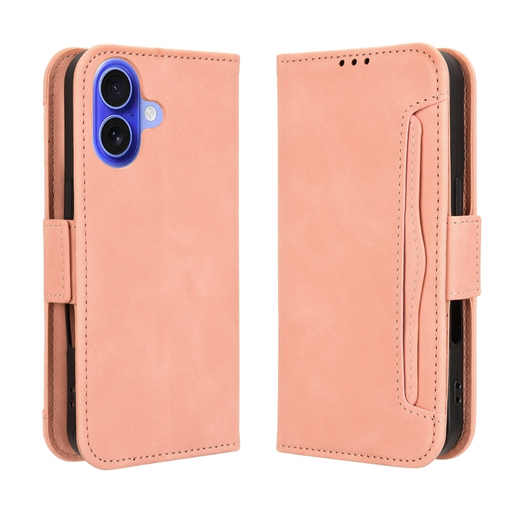 For iPhone 16 Skin Feel Calf Texture Card Slots Leather Phone Case(Pink) - free shipping - PMC TechLife - Order now!