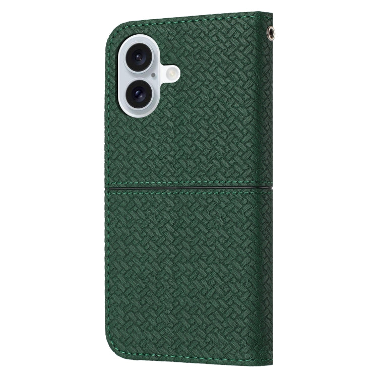 For iPhone 16 Woven Texture Stitching Magnetic Leather Phone Case(Green) - iPhone 16 Cases by PMC Jewellery | Online Shopping South Africa | PMC Jewellery | Buy Now Pay Later Mobicred