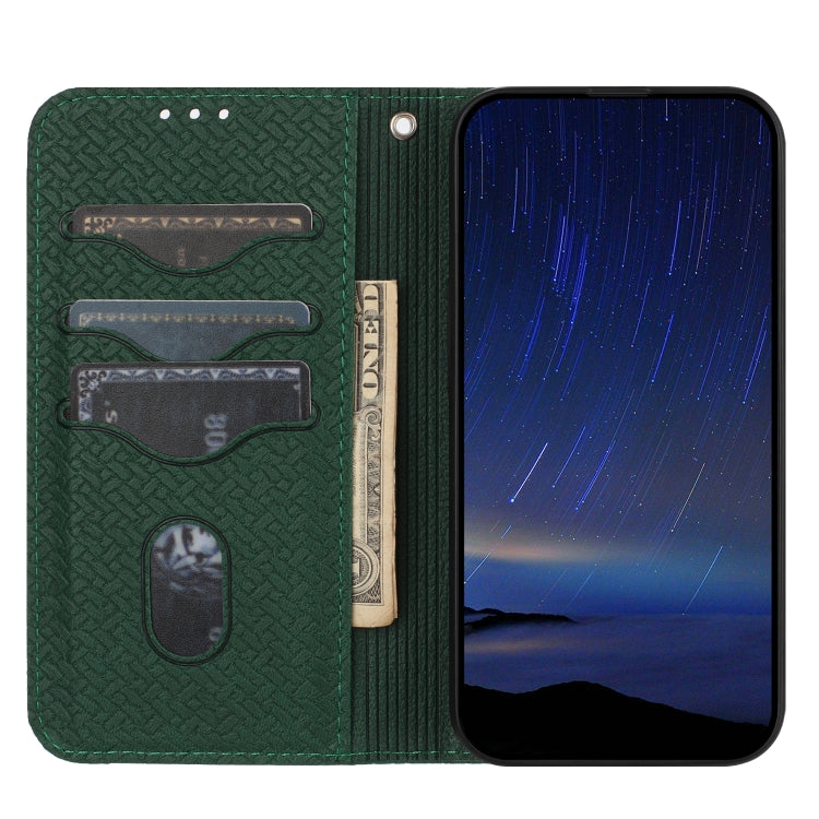 For iPhone SE 2024 Woven Texture Stitching Magnetic Leather Phone Case(Green) - More iPhone Cases by PMC Jewellery | Online Shopping South Africa | PMC Jewellery | Buy Now Pay Later Mobicred