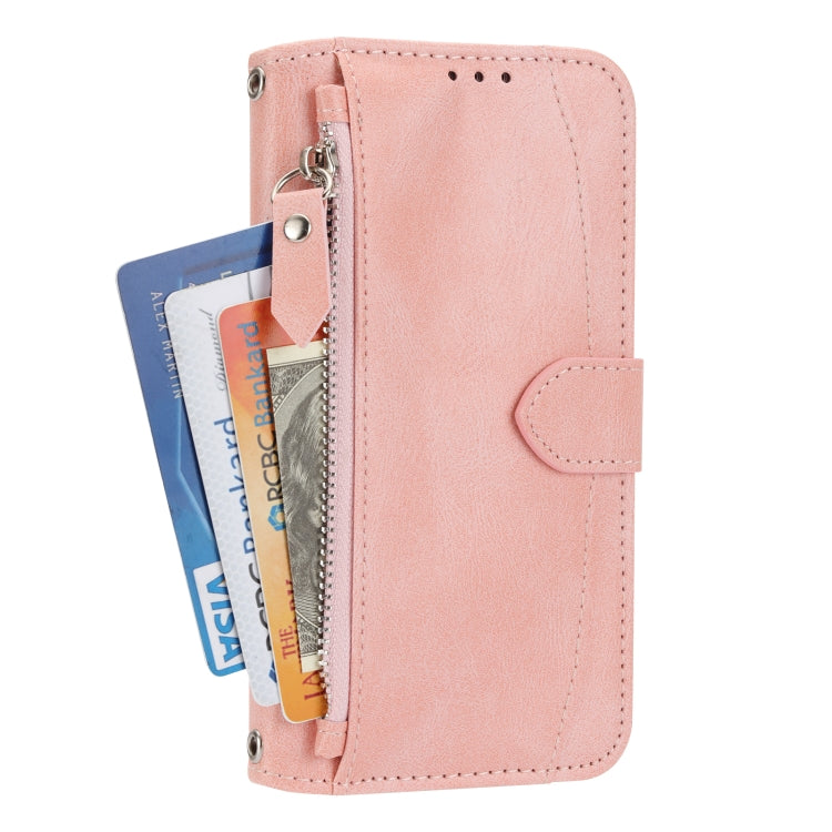 For iPhone 16 Pro Max Oil Skin Zipper Wallet Leather Phone Case(Pink) - iPhone 16 Pro Max Cases by PMC Jewellery | Online Shopping South Africa | PMC Jewellery | Buy Now Pay Later Mobicred