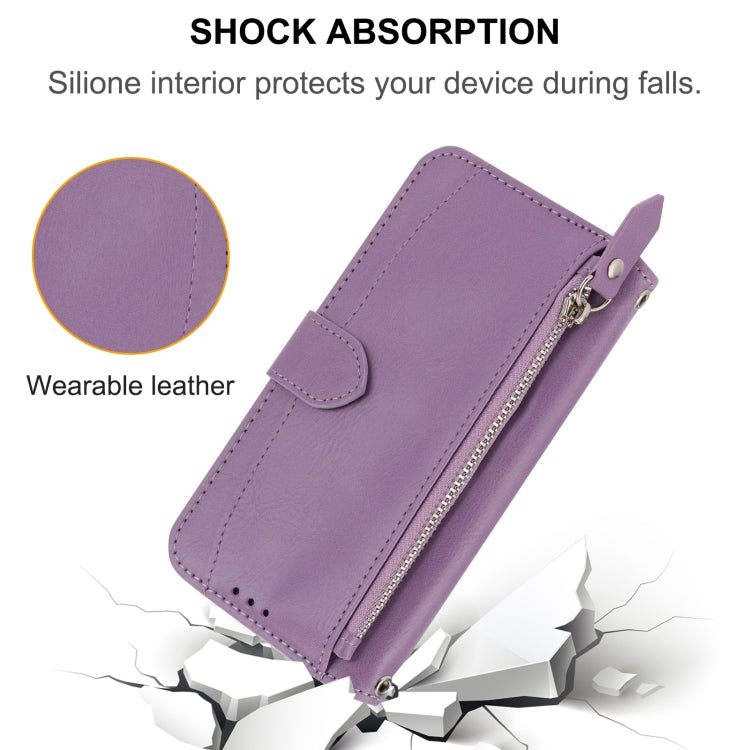 For iPhone 16 Pro Oil Skin Zipper Wallet Leather Phone Case(Purple) - iPhone 16 Pro Cases by PMC Jewellery | Online Shopping South Africa | PMC Jewellery | Buy Now Pay Later Mobicred