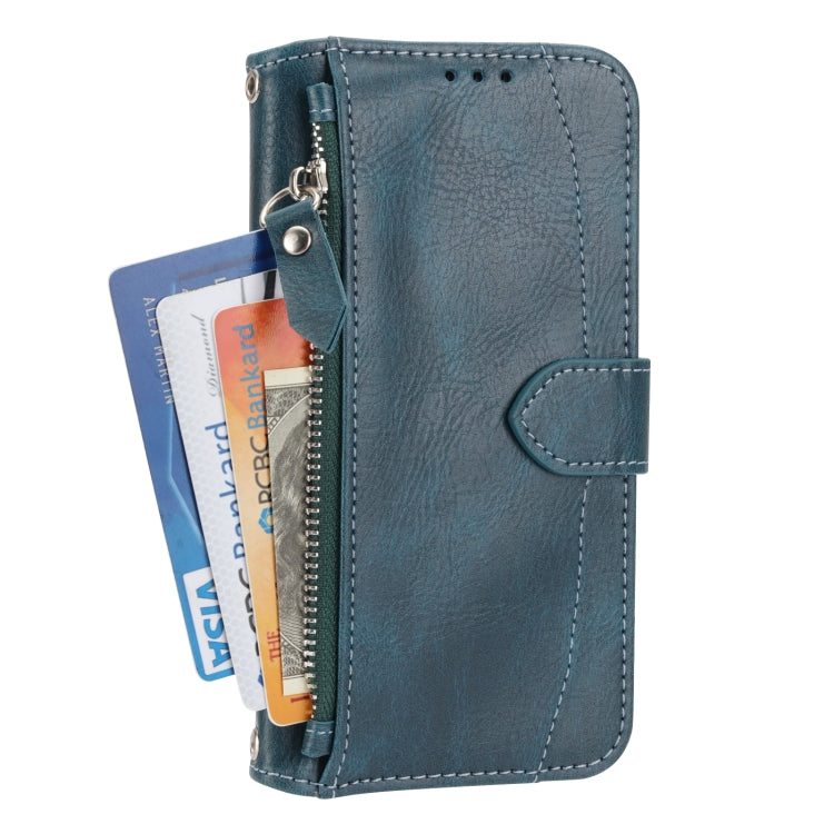 For iPhone SE 2024 Oil Skin Zipper Wallet Leather Phone Case(Blue) - More iPhone Cases by PMC Jewellery | Online Shopping South Africa | PMC Jewellery | Buy Now Pay Later Mobicred