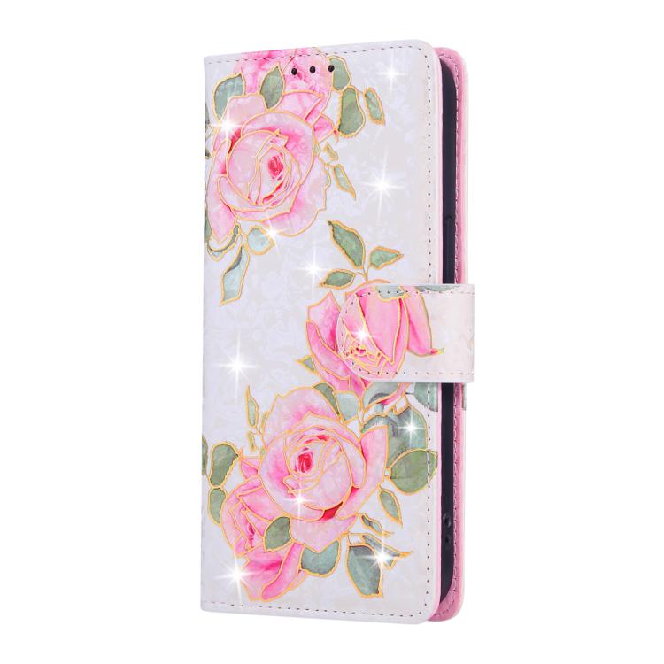 For iPhone 16e Bronzing Painting RFID Leather Case(Rose Flower) - iPhone 16e Cases by PMC TechLife | Online Shopping South Africa | PMC TechLife | Buy Now Pay Later Mobicred