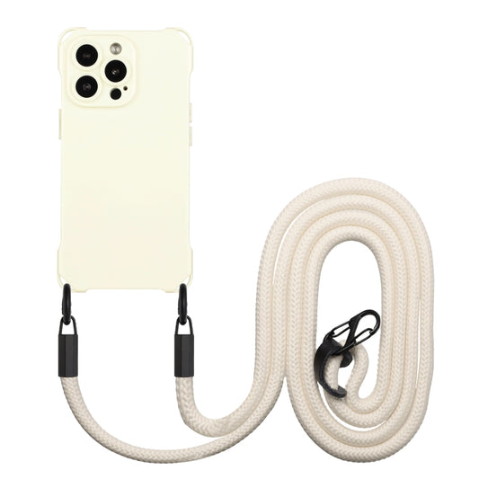 For iPhone 16 Pro Four-corner Shockproof TPU Phone Case with Lanyard(White) - iPhone 16 Pro Cases by PMC Jewellery | Online Shopping South Africa | PMC Jewellery | Buy Now Pay Later Mobicred