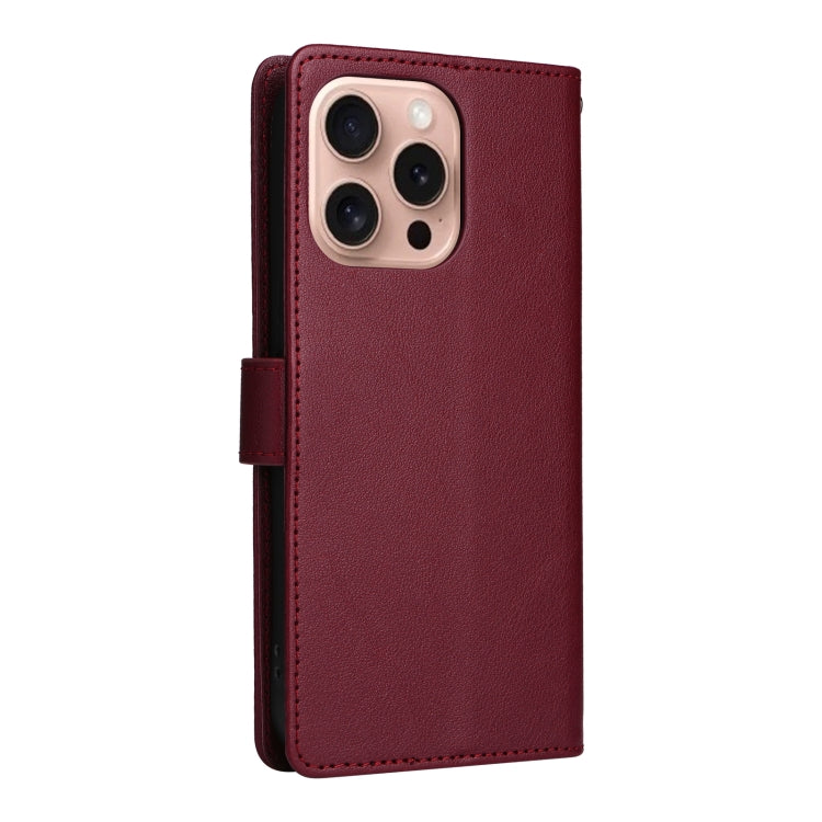 For iPhone 16 Pro Multifunctional Horizontal Flip Leather Phone Case with Three Card Slots(Wine Red) - iPhone 16 Pro Cases by PMC Jewellery | Online Shopping South Africa | PMC Jewellery | Buy Now Pay Later Mobicred