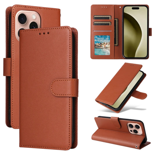 For iPhone 16 Pro Max Multifunctional Horizontal Flip Leather Phone Case with Three Card Slots(Brown) - iPhone 16 Pro Max Cases by PMC Jewellery | Online Shopping South Africa | PMC Jewellery | Buy Now Pay Later Mobicred