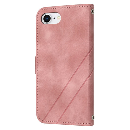 For iPhone SE 2024 Embossed Line Leather Phone Case with Lanyard(Pink) - More iPhone Cases by PMC Jewellery | Online Shopping South Africa | PMC Jewellery | Buy Now Pay Later Mobicred