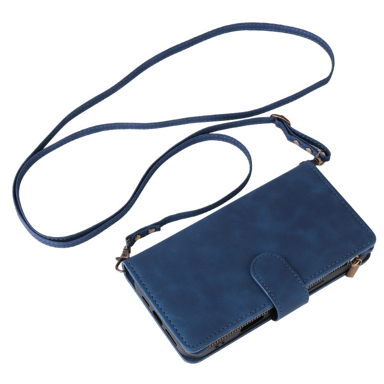 For iPhone 16 Plus Crossbody Multi-card Slot Wallet Zipper Leather Phone Case(Dark Blue) - iPhone 16 Plus Cases by PMC Jewellery | Online Shopping South Africa | PMC Jewellery | Buy Now Pay Later Mobicred