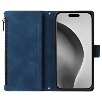 For iPhone 16 Pro Crossbody Multi-card Slot Wallet Zipper Leather Phone Case(Dark Blue) - iPhone 16 Pro Cases by PMC Jewellery | Online Shopping South Africa | PMC Jewellery | Buy Now Pay Later Mobicred