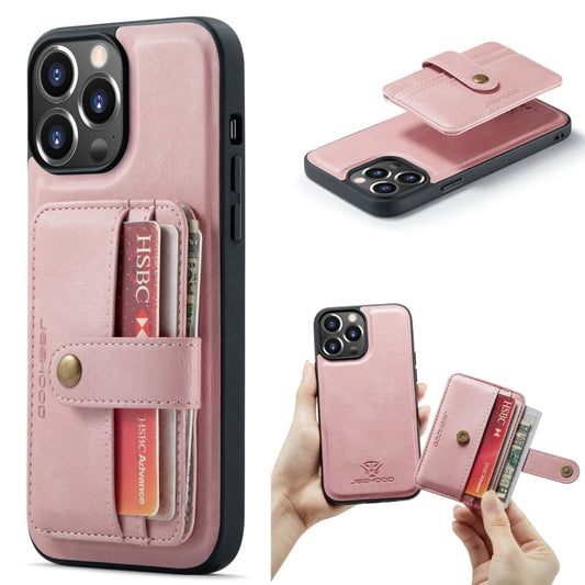 For iPhone 15 Pro Max JEEHOOD RFID Blocking Anti-Theft Magnetic PU Phone Case(Pink) - iPhone 15 Pro Max Cases by JEEHOOD | Online Shopping South Africa | PMC Jewellery | Buy Now Pay Later Mobicred